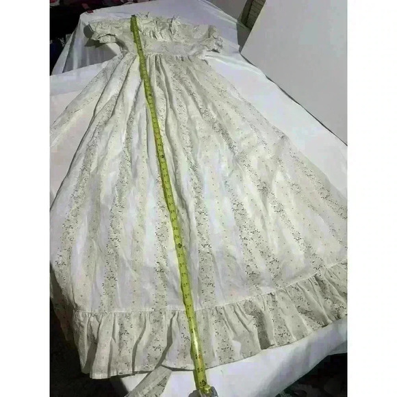 Vintage Homespun Gunne Sax Style 1970s Striped Cottagecore Floral Prairie Dress - Picture 6 of 16